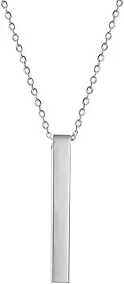 [AB Max] Stainless Steel Bar Pendant Necklace for Men Women with Chain