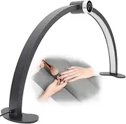 Nail Tech Lamp, 30 in Foldable Half Moon Light with HD Display, Touch Brightness Adjustment Half Moon Nail Lash Desk Lamp for Beauty, Eyelashes, Tattoos Black