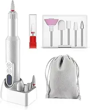 Cordless Electric Nail Drill, Rechargeable Efile Jacmucie Nail File Machine, Portable Polisher Manicure Pedicure for Acrylic Gel Nails with Nail Drill Bits and Sanding Bands, Battery Display