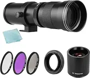Camera MF Super Telephoto Zoom Lens F/8.3-16 420-800mm T Mount + UV/CPL/FLD Filters Set +2X 420-800mm Teleconverter Lens + T2-EOS Adapter Ring Replacement for Canon EF-Mount EOS Rebel T7 T7i T6 T6