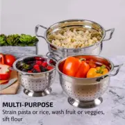 Dishwasher-Safe Stainless Steel Colander Kitchen Set (3-Piece) New with Handles