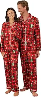 [Patgoal] Christmas Pajamas for Couples Adult Matching Christmas Pjs Set Button Down Long Sleeve Sleepwear Loungewear Women Men