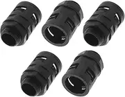 X AUTOHAUX 20.9mm / G1/2 Cable Glands 21.2mm / 0.83" Bellows Waterproof Joint Straight-Through PA6 Nylon Black 5 Pcs