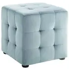 Modway Contour Tufted Button Cube Performance Velvet Ottoman Light Blue