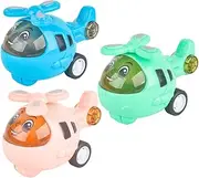 WEKAMOS 3Pcs Inertia Car Playthings Cartoon Plane Models for Engaging Educational Stimulate Imagination and Hand Eye Coordination