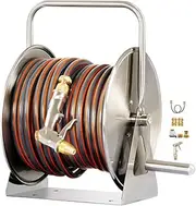 Hose Reel Cart Garden Hose Reels for Outside Heavy Duty Hose Reel Cart Set, Household Stainless Steel Hosemobile, Sturdy Gardening Pipe Storage Rack, for Outside Garden Yard
