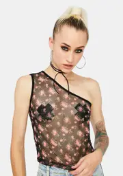 Night She's No Wallflower Mesh Crop Top