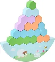 Qianly Wooden Stacking Blocks Stacking Game, Educational Board Game Balance Game for Ages 3-6 Valentines Day Gifts New Year Gifts