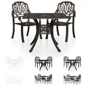 Bistro Set Cast Aluminium White Table Bar Chair Furniture 3/5 Piece vidaXL