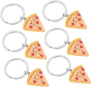 iplusmile 6pcs Pizza Keychain Chain Faux Pizza Bag Charms Simulated Food Keychain Purse Charms Realistic Play Food Key Holder Keychains for Keychains Artificial Dessert Zinc Alloy