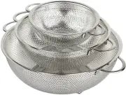 3-Piece Stainless Steel Mesh Micro-Perforated Strainer Colander Set (1-Quart