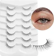 Onlyall Natural Lashes Wispy Natural Look False Eyelashes Flared Eyelash False Eye Lash Soft Fluffy 7 Pairs D-K74