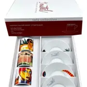 Espresso Cups Graham Knuttel Cafe Collection Set of 4 with Saucers New