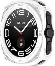 Compatible with Samsung Galaxy Watch 7 Ultra Case, 47mm Armor Skeleton Smart Watch Replacement Cases, Bumper Hollow Screen Protector for Galaxy Watch 7 Ultra (White)