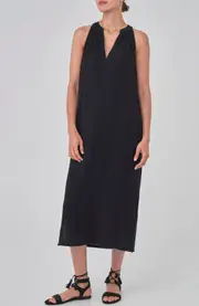 ocean+main Sleeveless Gauze Midi Dress with Pockets in Black at Nordstrom, Size Small