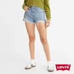 LEVIS 女款 501高腰排釦牛仔闊腿短褲 / 精工不規則刷破工藝