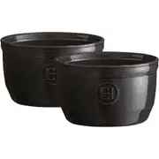 2pc Emile Henry 10cm Ceramic Ramekin Dessert/Brulee Baking Set Dish Charcoal