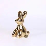 Ardax Gold Home Décor Balloon Figurine Accent, Small Ceramic Animal Statue Handmade Sculpture Ornament (Rabbit)