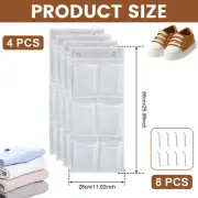 4Pcs Hanging Shoe Rack 6 Compartment Shoe Storage Hanging Bag Multi weATf