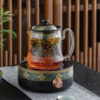 在飛比找ETMall東森購物網優惠-煮茶器電陶爐陶瓷煮茶壺套裝玻璃茶爐全自動家用泡茶器黑白茶普洱