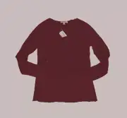 $250 Neiman Marcus Women Red Long Sleeve V-Neck Pullover Cashmere Sweater Size S