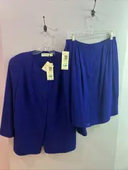 Elizabeth “ Brightly Suited” By Liz Claiborne Blazer And Skirt 14 Blue Wool NWT