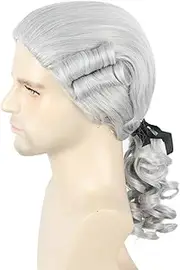 Topcosplay Men's Baroque Wig with Braid Blonde Richter Wig Rococo Curly Marquis Wig for Carnival Halloween (Grey)