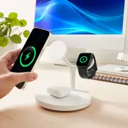 3-in-1 Magnetic Wireless Charger - White