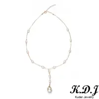 在飛比找momo購物網優惠-【K.D.J 圓融珠寶】巴洛克式手編珍珠項鍊