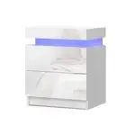 NNEDSZ Bedside Tables Side Table Drawers RGB LED High Gloss Nightstand White