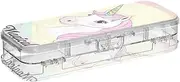 Yoogain Peach Magic unicorns Clear Pencil Plastic Box Double Deck Pens Hard Case For Art Supplies With Snap-Tight Lid
