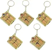 [FOMIYES] Cross Pendant Keychain Set Catholicism Religious Ornament Bible Keyring Pendant