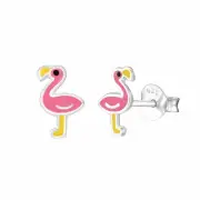 Solid 925 Sterling Silver Studs Flamingo Push Back Earring Children Girls