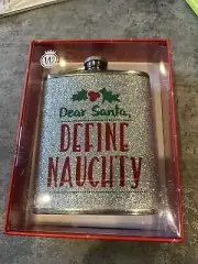 Funny Christmas Gifts Secret Hip Flask "Dear Santa Define Naughty"