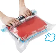 10Pack Travel Space Saver Bags (4 x S, 3 x M, 3 XL), Reusable Vacuum Travel Storage Bag, Saves 75% of Storage Space, Roll-Up Compression, No Need for