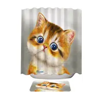 Blue Eyes Ginger Kitten Cat Shower Curtain
