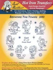 Snowmen for Tea Towels Aunt Martha's Christmas Embroidery Transfer #3951