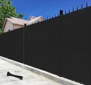 Bynbbur 6' x 25' Black Privacy Fence Screen 150GSM Net Fencing 88% Privacy Blockage Windscreen Mesh Shade Cover with Copper Grommet for Patio Backyard Garden Swimming Pool, Zip Ties Included
