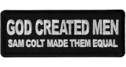GOD CREATED MEN SAM COLT MADE THEM EQUAL FUNNY BIKER IRON ON PATCH