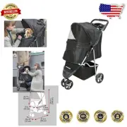 All-in-One Pet Stroller for Dogs & Cats - Foldable with Cup Holder & Storage