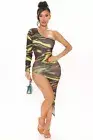Fashion Nova My Spirit Animal Midi Dress - Green/Combo - Size M