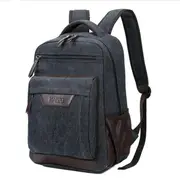 Men Retro Outdoor Sport Large Capacity Canvas Computer Backpack Black Colour