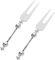 SHOWERORO 2pcs Stainless Steel Fruit Forks with Removable Beads Portable Appetizer Dessert Forks for Festivals Camping Outdoor Dining Versatile Kitchen Tool Sleek Design
