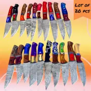 LOT OF 20, 8" INCHES HANDMADE DAMASCUS STEEL SKINER KNIFE Free Shipping+ L COVER