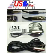 NEW 12ft XLR~1/4"Mono Microphone/Mic/PA/DJ Audio Cable/Cord/Wire 3pin~6.35mm TS