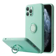 Ring Stand Case Shockproof Magnet Silicone Cover - For Apple iPhone 13 (Cyan)