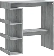 vidaXL Bar Table with Storage Rack Home Indoor Dining Dinner Dinette Breakfast Storage Bistro Bar Pub High Table Furniture Grey Sonoma
