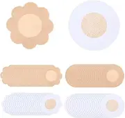 [LLOUSSAK] 80Pcs Invisible Ultra-Thin Breathable Satin Nipple Covers, Nipple Pads for Women, Nipple Pads for Women, Disposable Pasties, Self-Adhesive Breast Petals for Discreet Coverage and Comfort(Nude), Nude