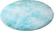 IOIUSKKU Multifunctional and Colorful Circle Playing Mat for Kids Baby Any Room Eco-Friendly Polyester Modern Fuzzy Colorful Rugs, Sky Blue