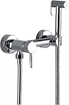 APTPKGDFDK Silver/Black Hot and Cold Water Bath Towel Faucet Brass Shower Point Toilet Faucet Handheld Sanitary Shower Tray Sleeve Socket(Silver)
